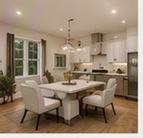 Design view of the dining area open to the living room