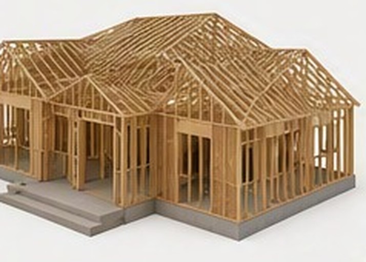 Three dimensional view of the complete framing structure