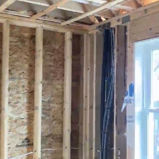 Stud bay with electrical rough in