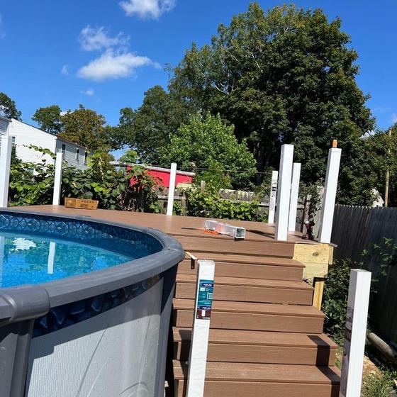 finished composite stairs and railing posts