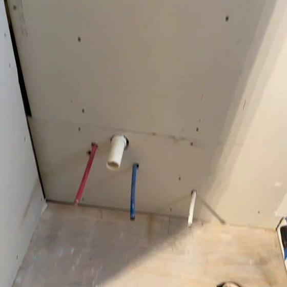 Shower rough plumbing with PEX lines and the drain set