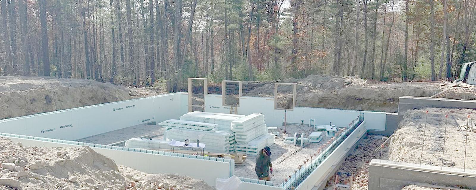 insulated concrete form walls on site