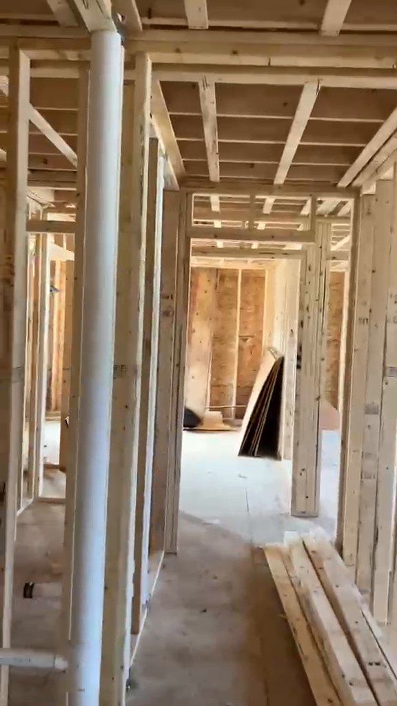 Interior partitions framed out on one of our new builds, subfloor down