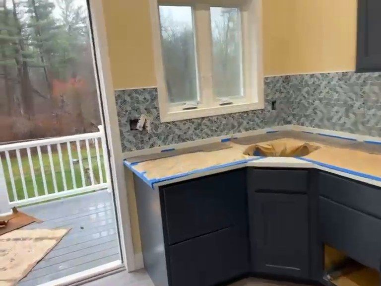 kitchen island with stone countertop